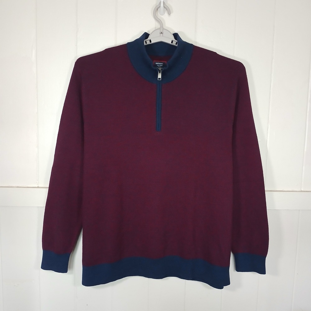 UNTUCKit 100% Merino Wool Marvall 1/4 Zip Sweater Mens XXXL Syrah Burgundy 42245